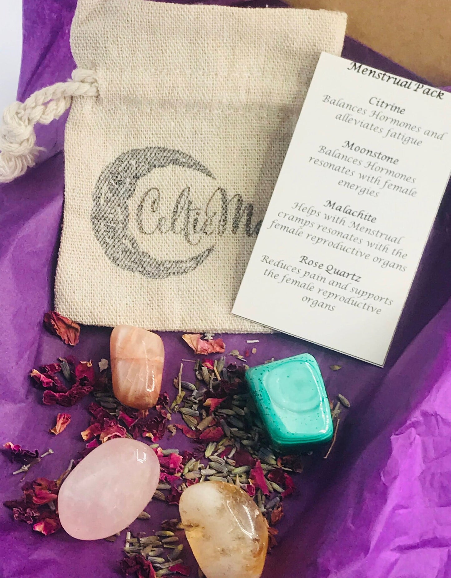 Menstrual Ease Crystal Pack, Reiki Charged