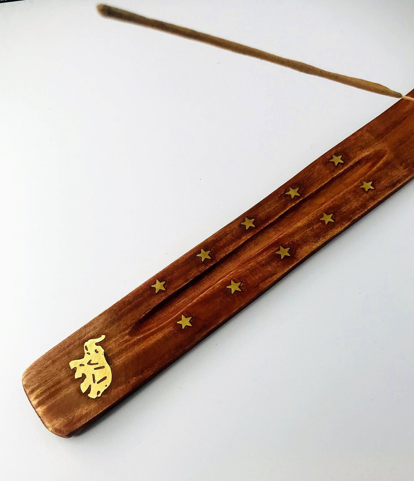 Incense Holder, Mango wood,Brass Inlay, 30cm