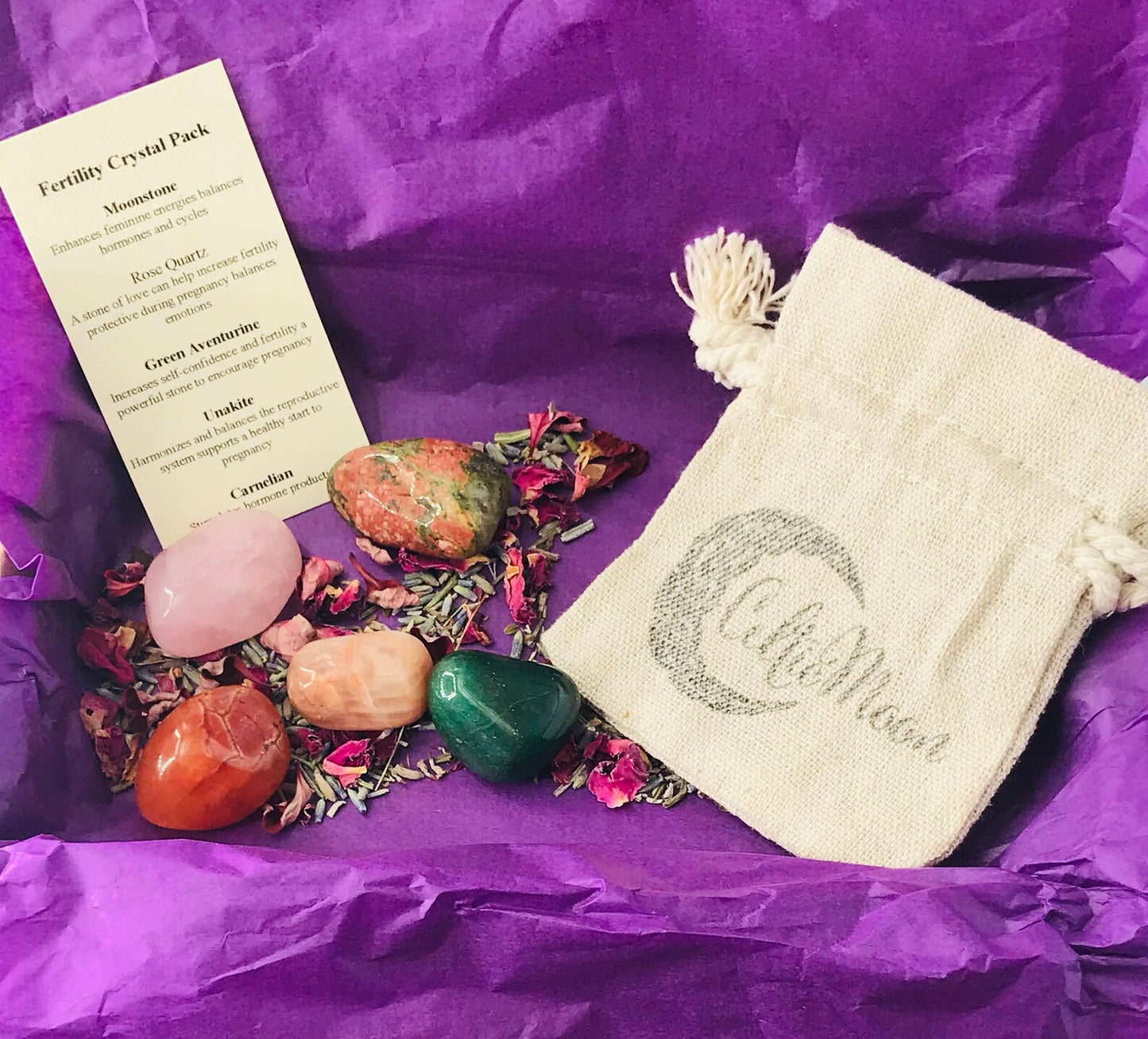 Fertility Crystal Pack, Reiki Charged